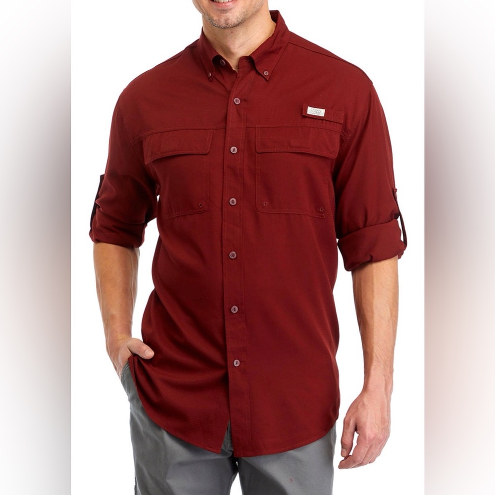 •OCEAN + COAST•RUST UV 30 QUICK DRY VENTED SLEEVE FISHING GEAR SHIRT SIZE MEDIUM